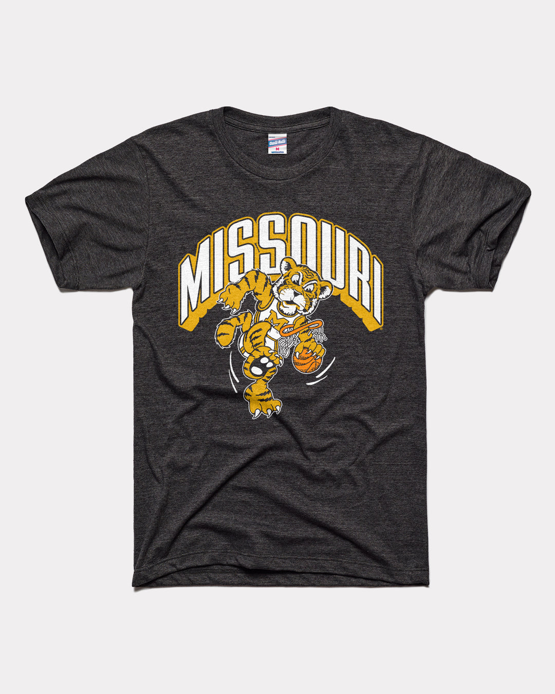 Missouri Tigers Dunking Basketball Black T-Shirt | CHARLIE HUSTLE