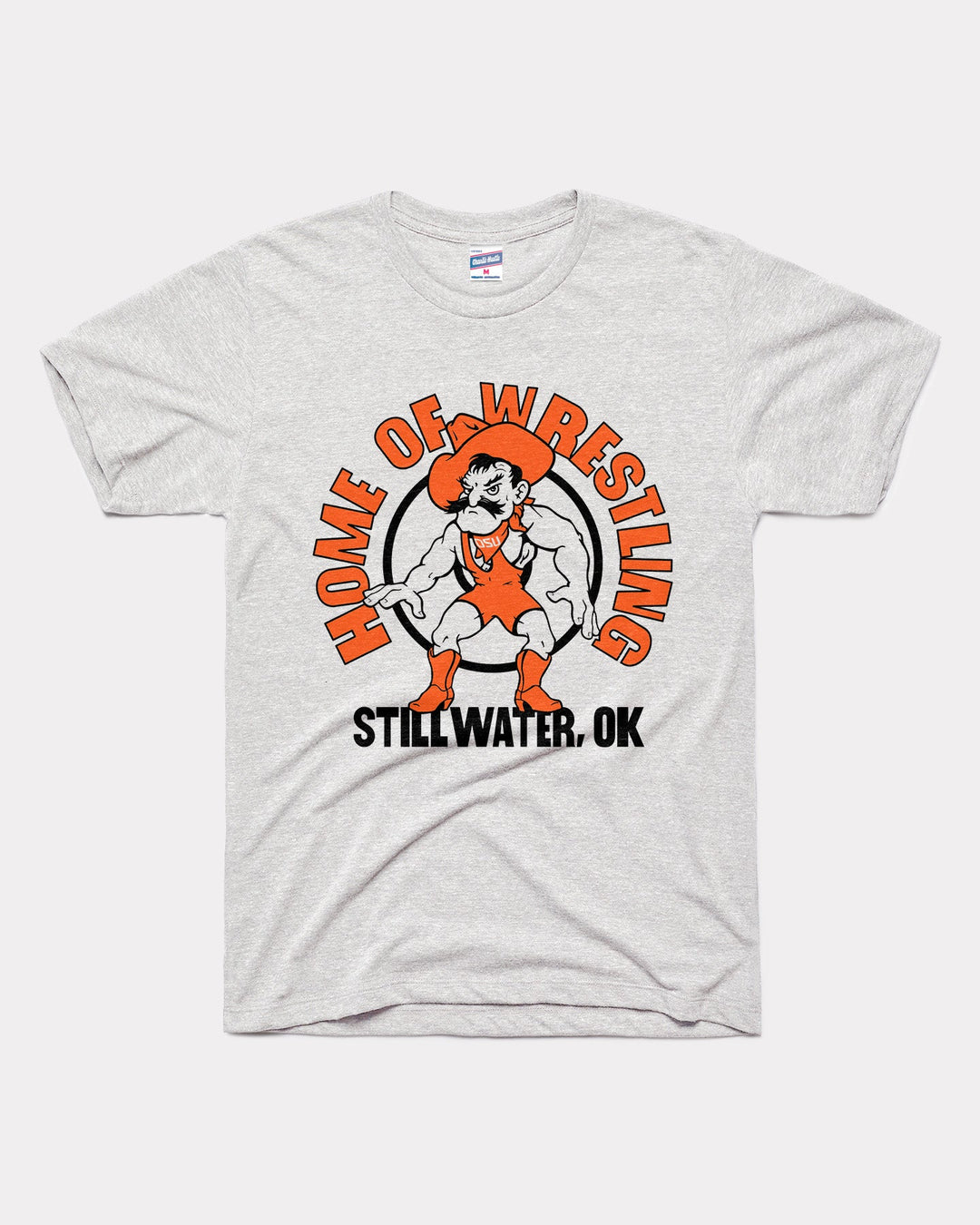 OSU Home of Wrestling Stillwater Ash Vintage T-Shirt CHARLIE HUSTLE