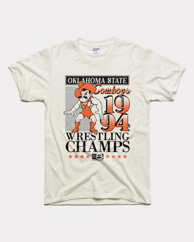 White Oklahoma State Cowboys 1994 Wrestling Champs Vintage T-Shirt