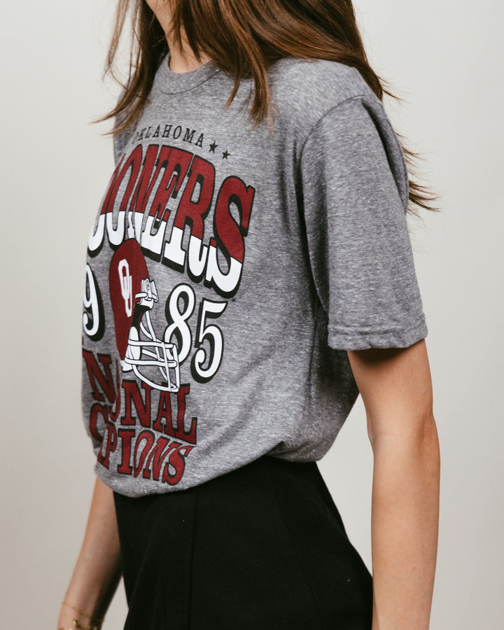 Oklahoma Sooners 1985 Football Vintage Grey T-Shirt