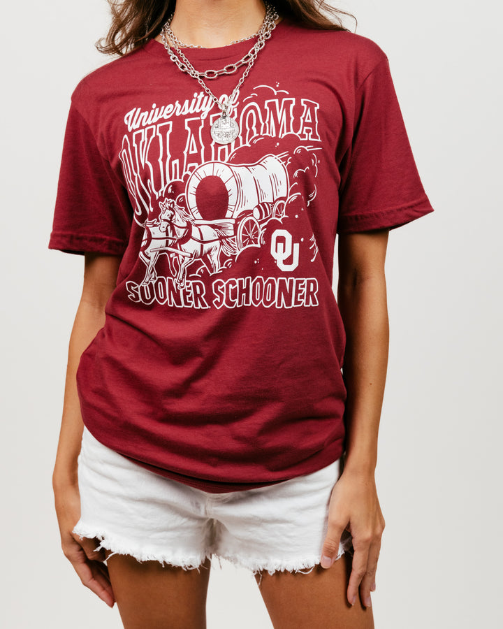 Oklahoma Sooner Schooner Cardinal T-Shirt | CHARLIE HUSTLE