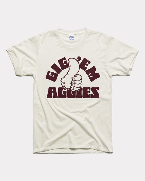 Texas A&M Aggies Ladies Gig 'Em Football Short Sleeve Maroon & White T-Shirt