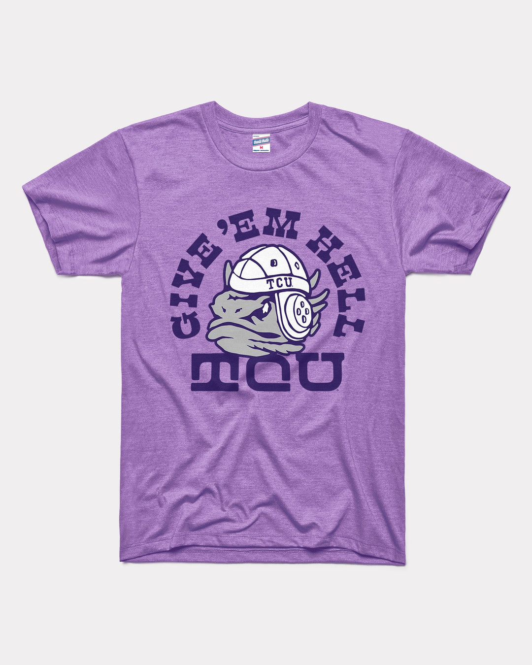 Give 'Em Hell TCU Lavender Vintage T-Shirt | CHARLIE HUSTLE