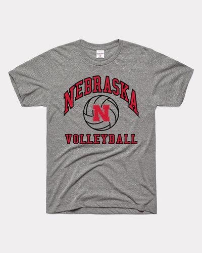 Grey Nebraska Cornhuskers Volleyball Vintage T-Shirt