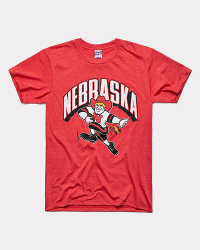Red Nebraska Arch Football Mascot T-Shirt