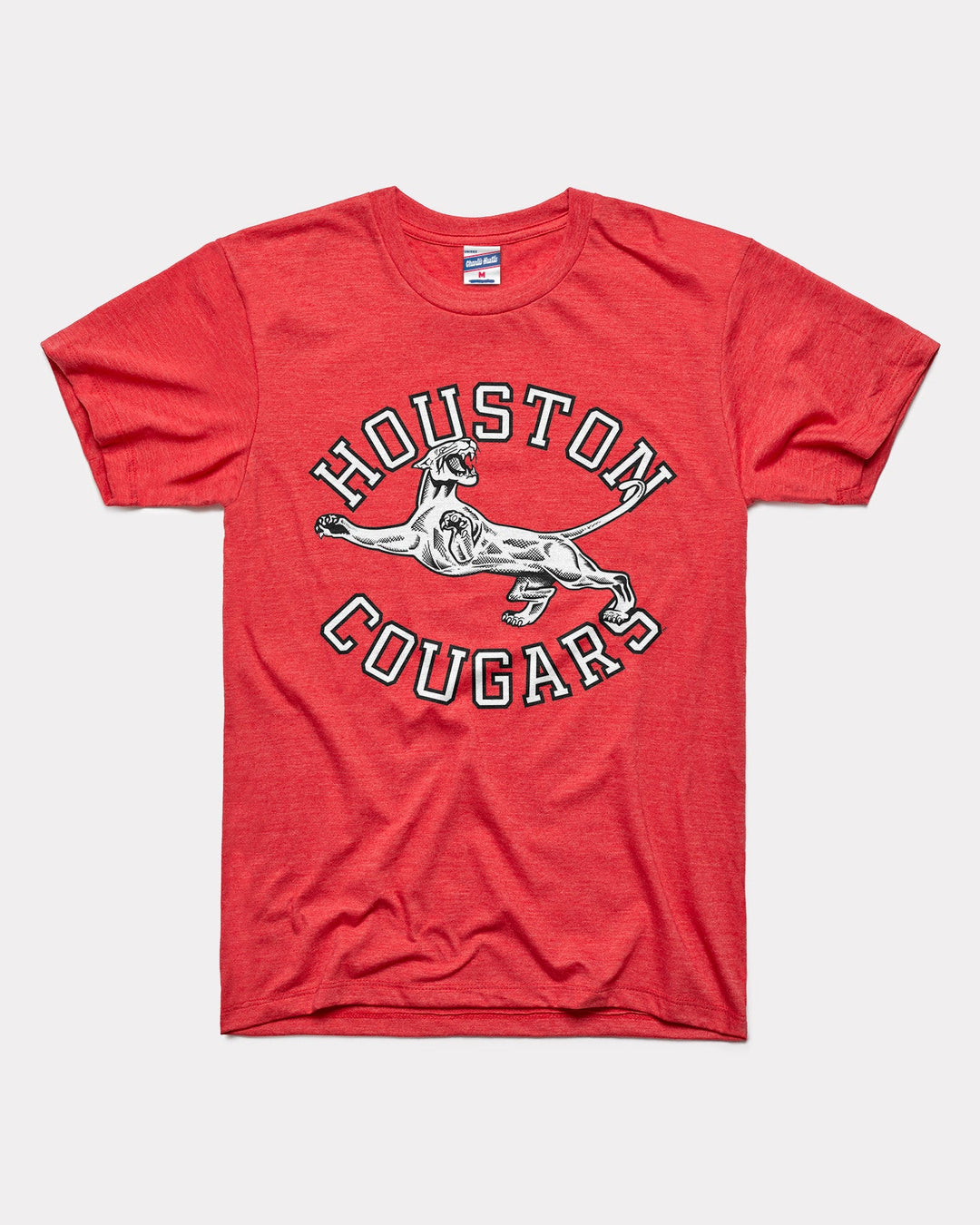 Houston Cougars Leaping Cougar Red Vintage T-Shirt CHARLIE HUSTLE