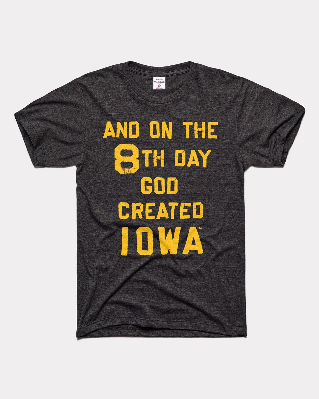 Iowa Hawkeyes 8th Day Black T-Shirt | CHARLIE HUSTLE