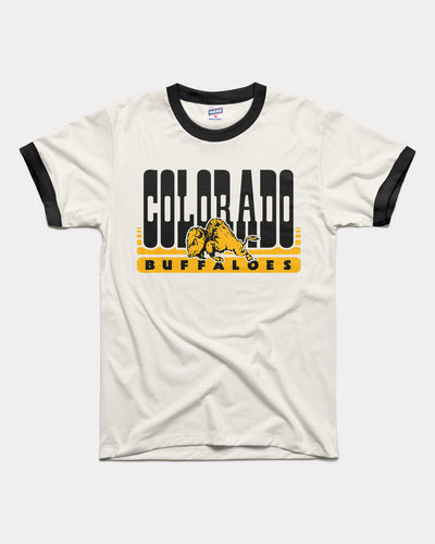 White & Black Colorado Buffaloes 70s Vintage Unisex Ringer T-Shirt