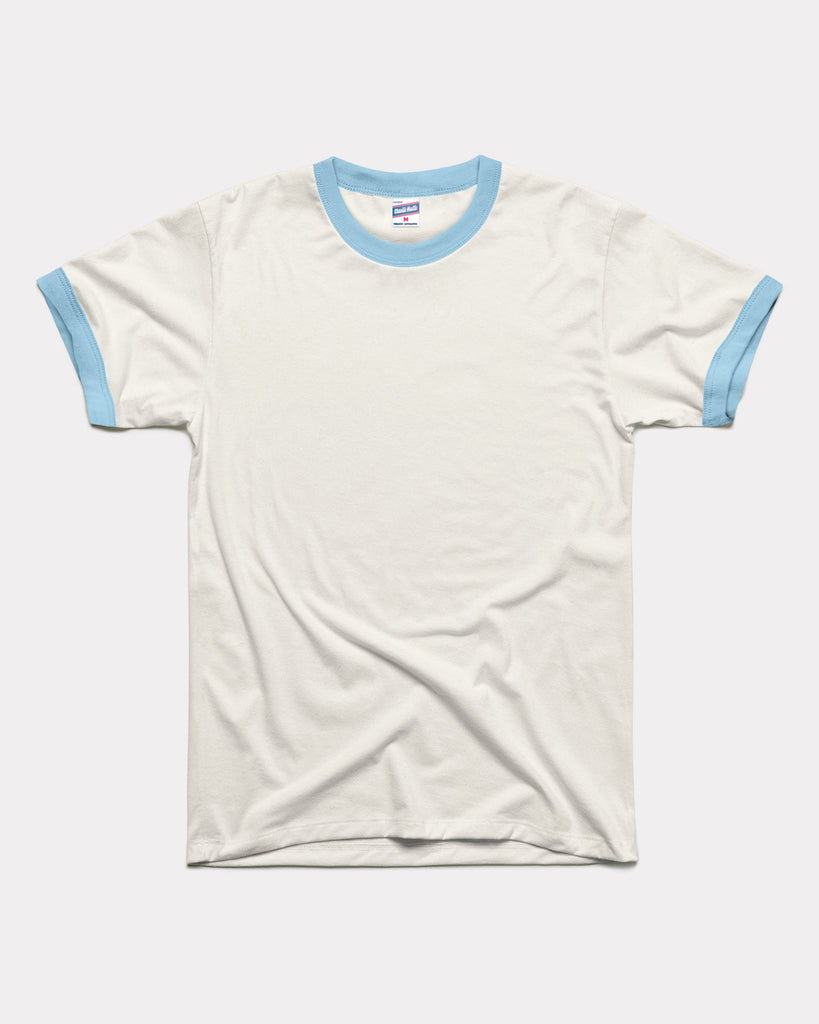 Essential White & Powder Blue Unisex Ringer | CHARLIE HUSTLE