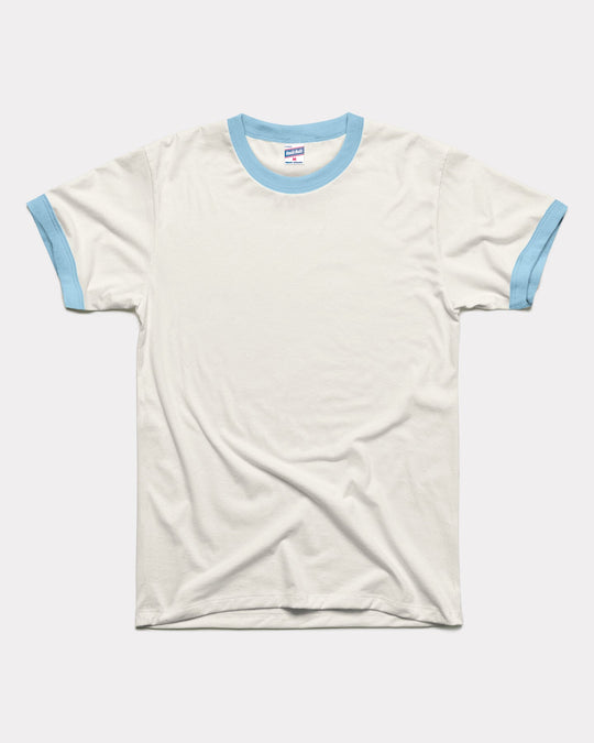 Essential White & Powder Blue Unisex Ringer