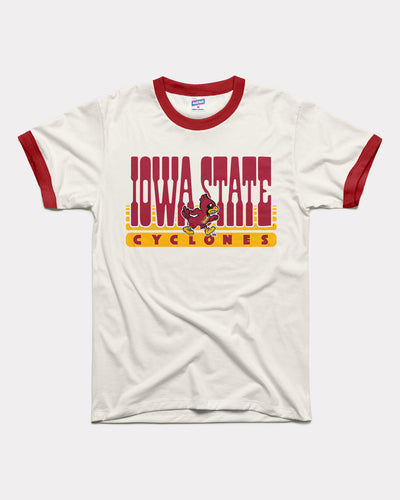 White & Cardinal Iowa State Cyclones 70s Vintage Unisex Ringer T-Shirt