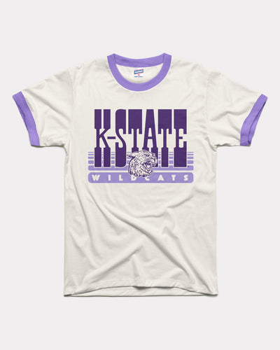 White & Purple Kansas State Wildcats 70s Vintage Unisex Ringer T-Shirt