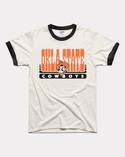 White & Black Oklahoma State Cowboys 70s Vintage Unisex Ringer T-Shirt