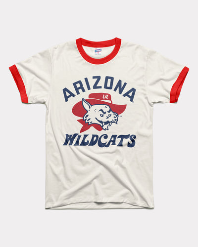 White & Red Arizona Wildcats Cowboy Vintage Unisex Ringer T-Shirt