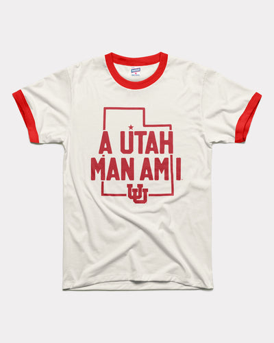 White & Red A Utah Man Am I Vintage Unisex Ringer T-Shirt
