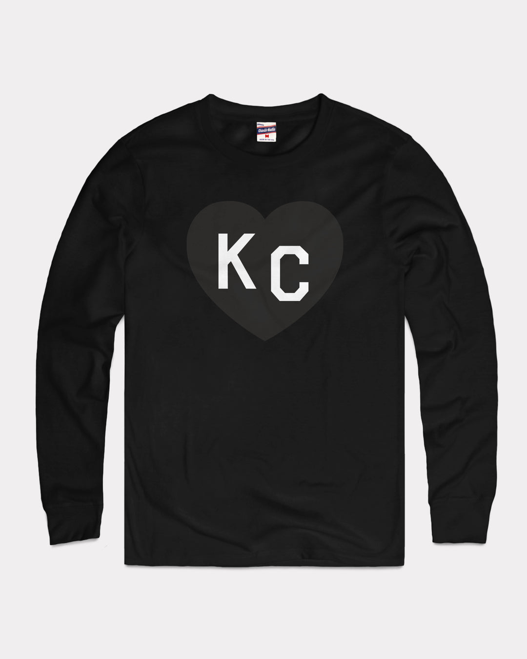 KC Heart Black Long Sleeve T-Shirt | CHARLIE HUSTLE