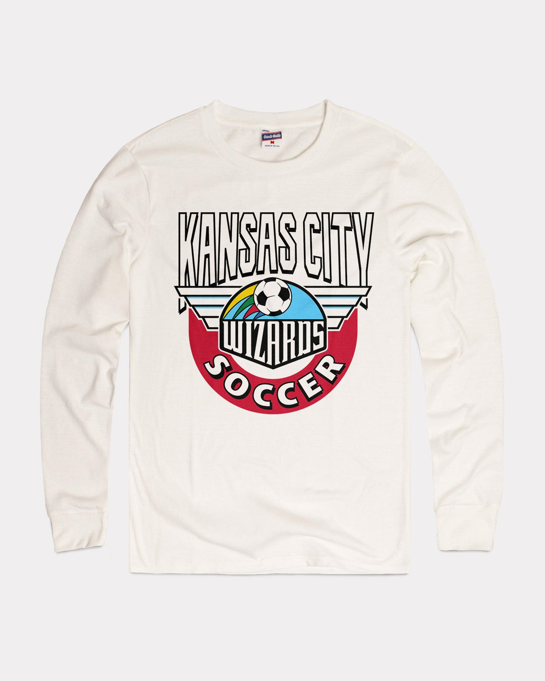 KC Wizards Retro Soccer White Long Sleeve T-Shirt | CHARLIE HUSTLE