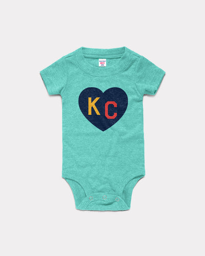 Kids Navy KC Heart Teal Onesie