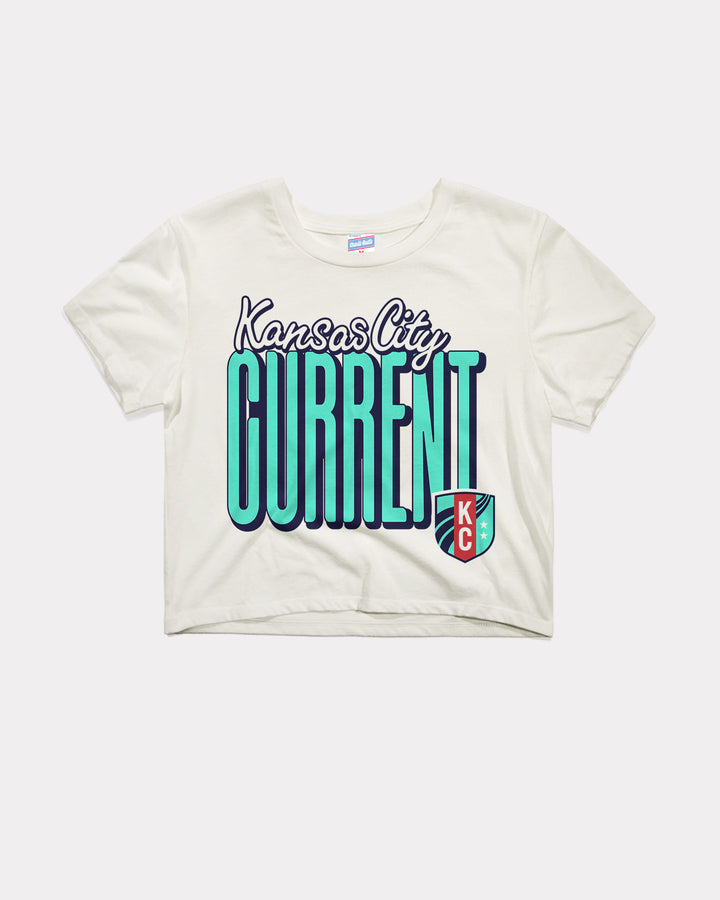 Women's KC Current Script White Crop T-Shirt | CHARLIE HUSTLE