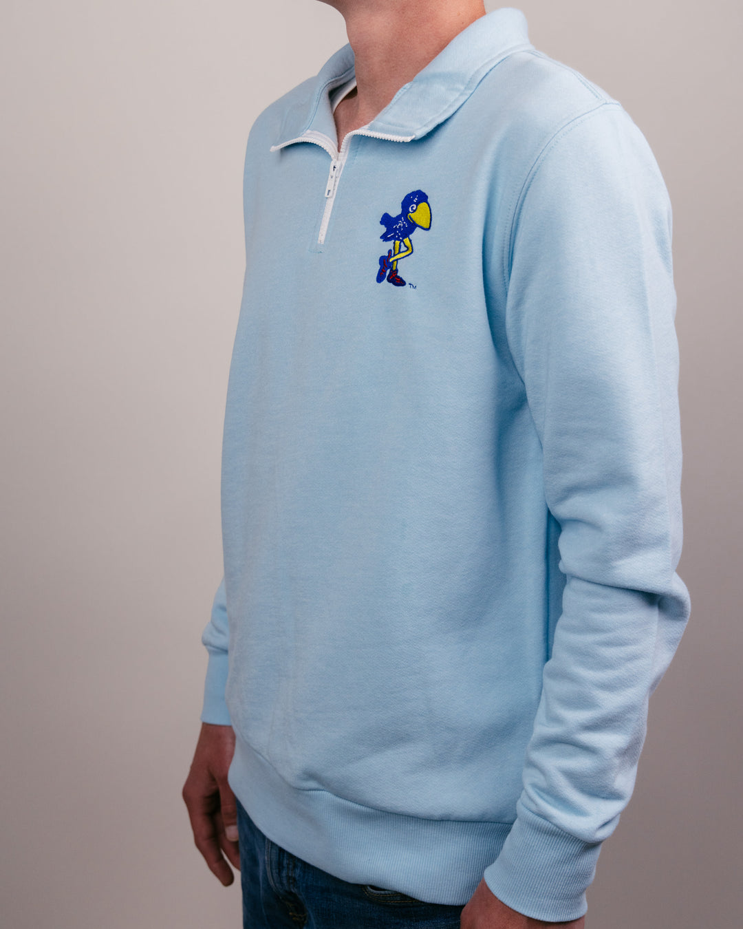 KU Leggy Jay Quarter Zip Pullover | CHARLIE HUSTLE