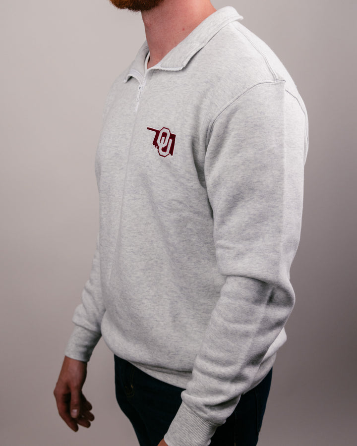 Oklahoma Sooners Ash Grey Quarter Zip | CHARLIE HUSTLE