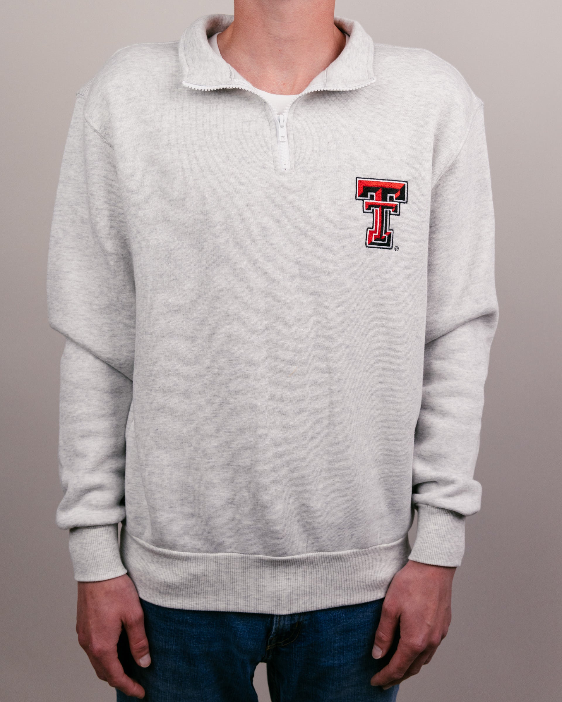 Texas Tech Ash Grey Quarter Zip | CHARLIE HUSTLE