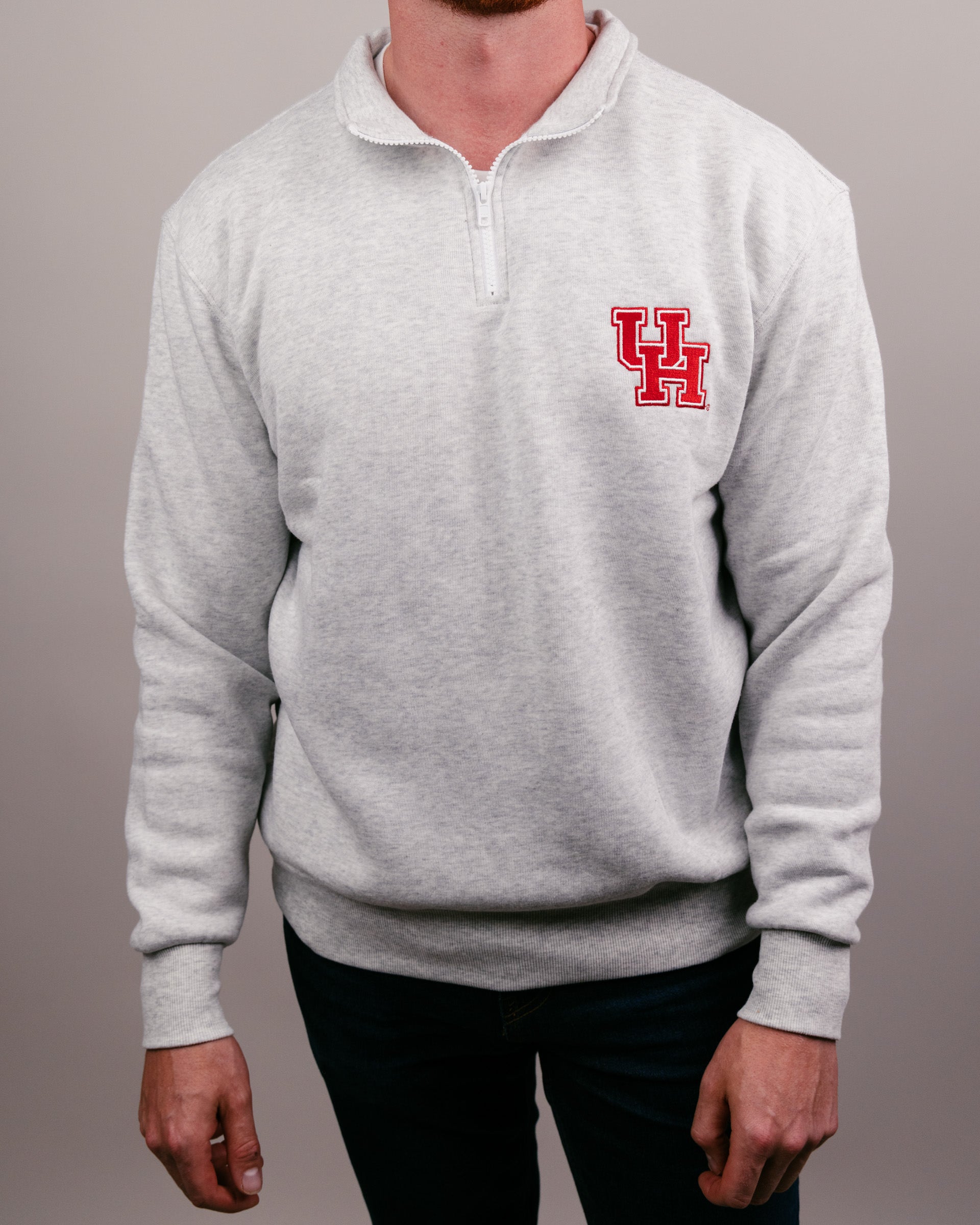 Houston Cougars Ash Grey Quarter Zip | CHARLIE HUSTLE