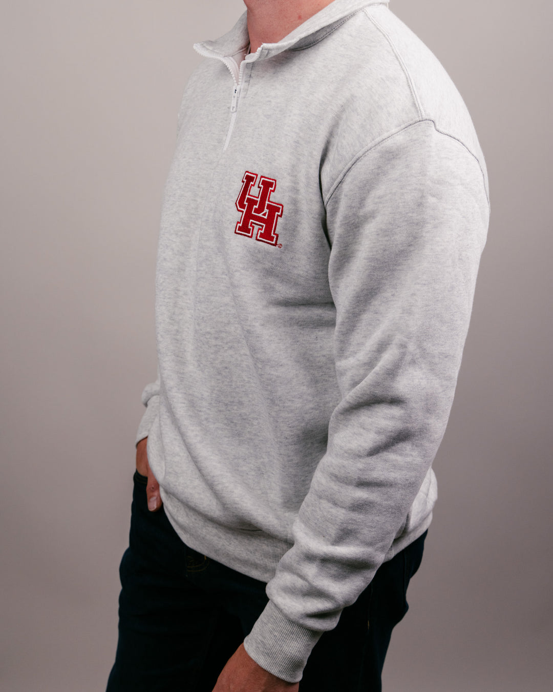 Houston Cougars Ash Grey Quarter Zip | CHARLIE HUSTLE