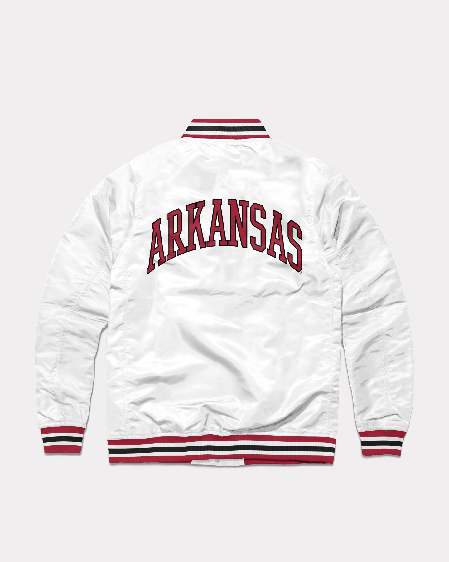 Arkansas Leaning Hog White Letterman Jacket | CHARLIE HUSTLE