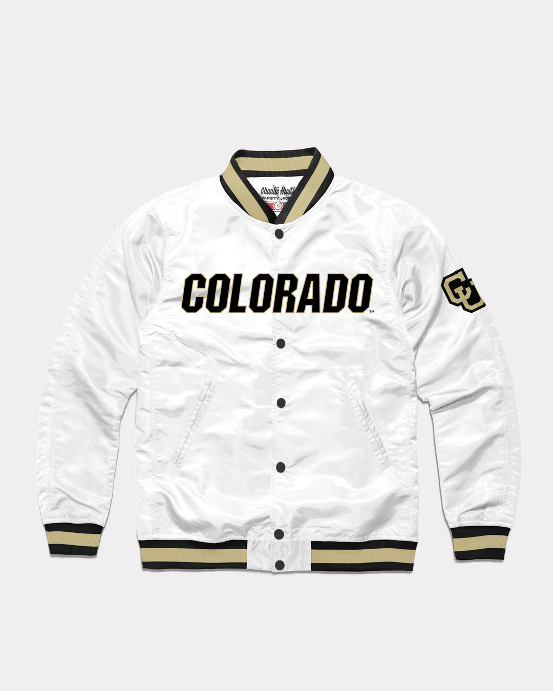 Colorado Buffaloes White Letterman Jacket | CHARLIE HUSTLE