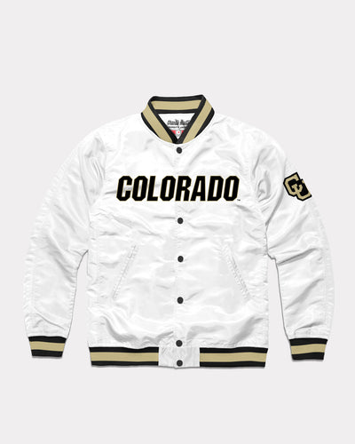 White Colorado Buffaloes Vintage Varsity Jacket Front