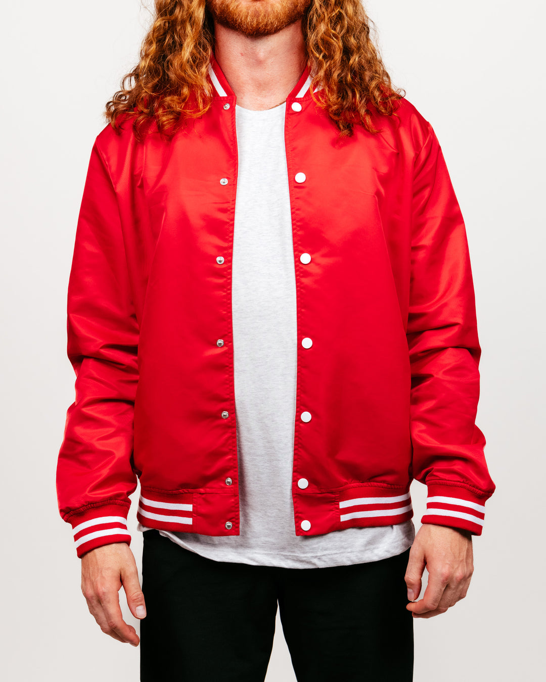 Essentials Collection Red Letterman Jacket | CHARLIE HUSTLE