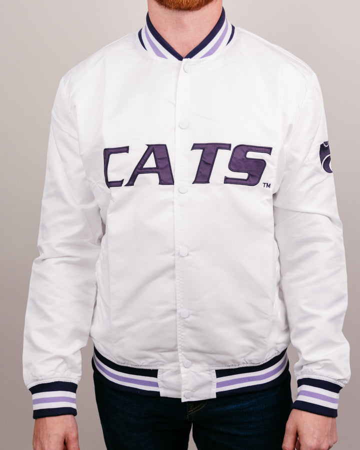 Kansas State Wildcats Vintage White Letterman Jacket | CHARLIE HUSTLE