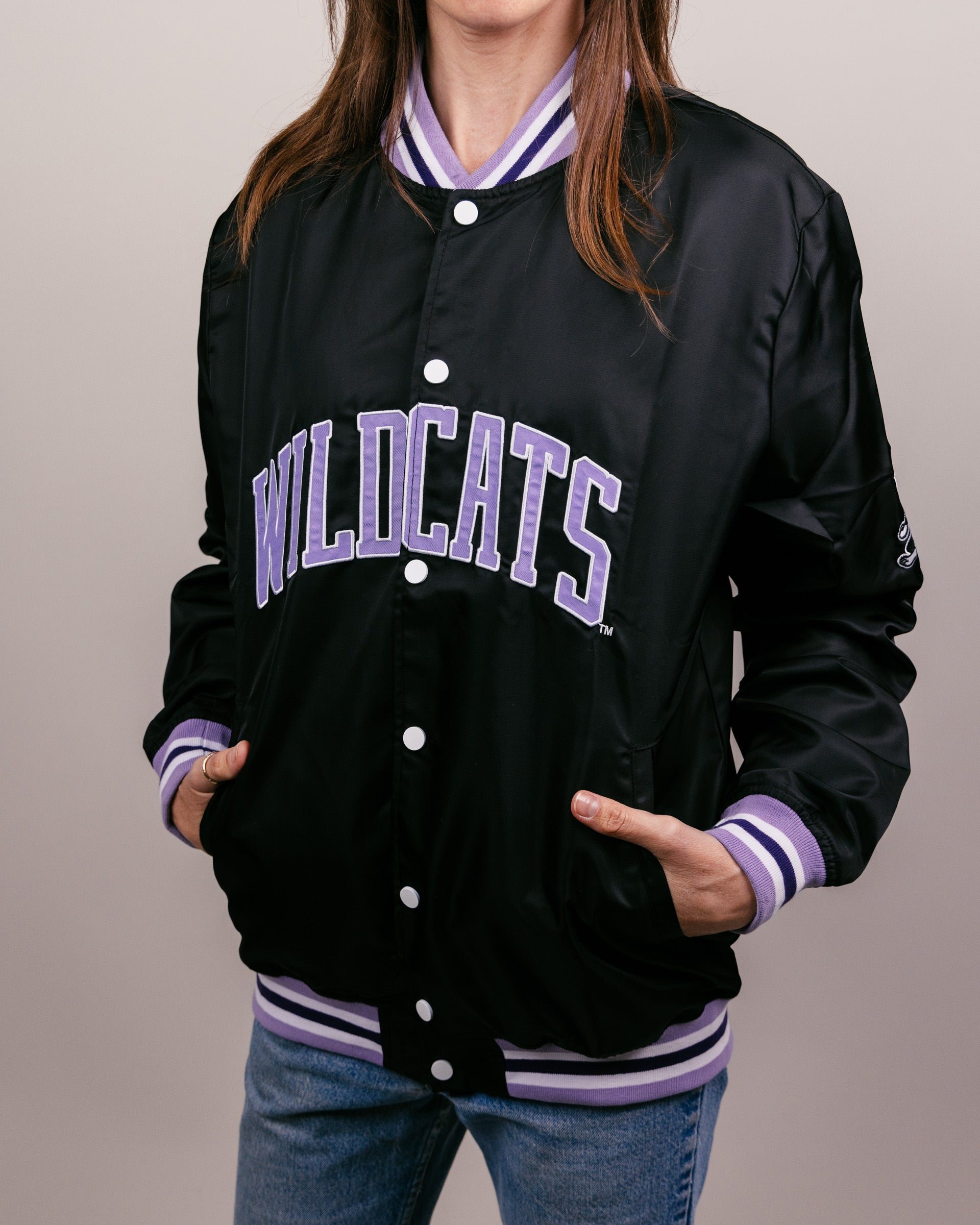 Kansas State Wildcats Black Letterman Jacket | CHARLIE HUSTLE