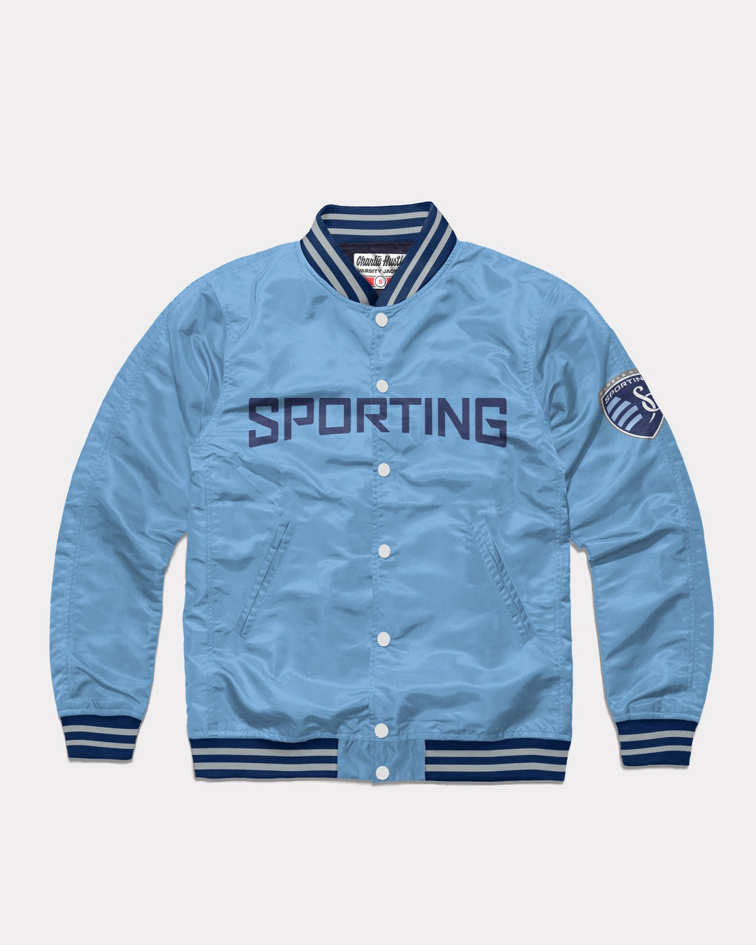 Sporting KC Powder Blue Letterman Jacket | CHARLIE HUSTLE