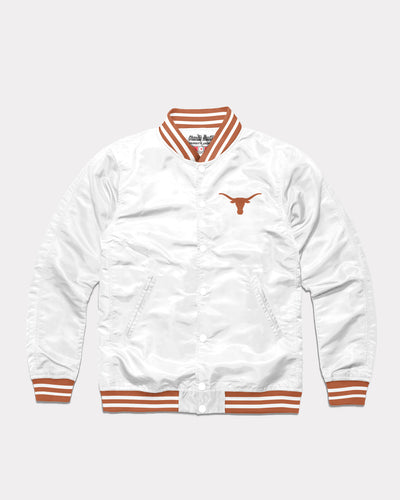 White Texas Longhorns Vintage Varsity Jacket Front