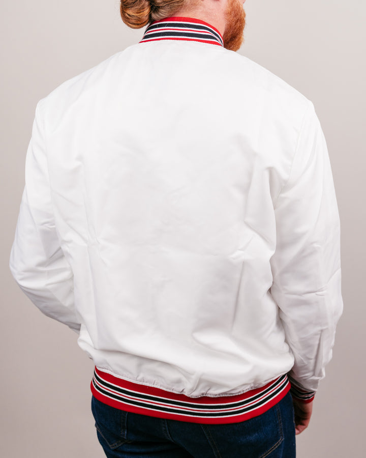 Nebraska Script Vintage White Letterman Jacket | CHARLIE HUSTLE