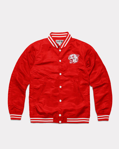 Red Houston Cougars Arch Vintage Varsity Jacket Front