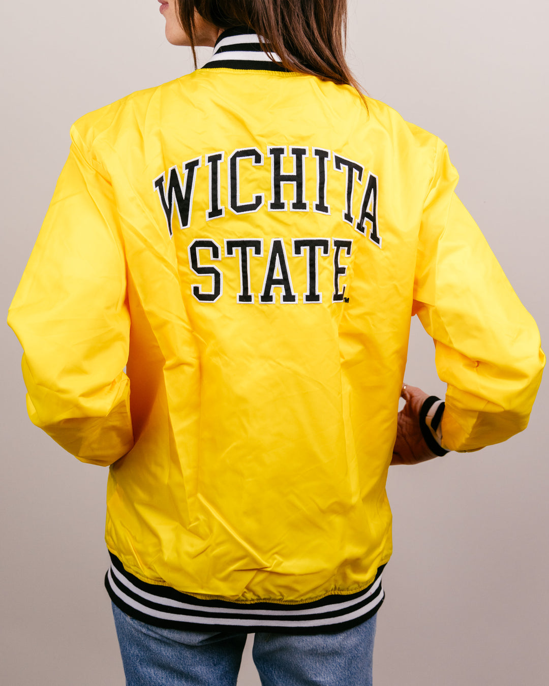 Wichita State Shockers Arch Yellow Letterman Jacket | CHARLIE HUSTLE