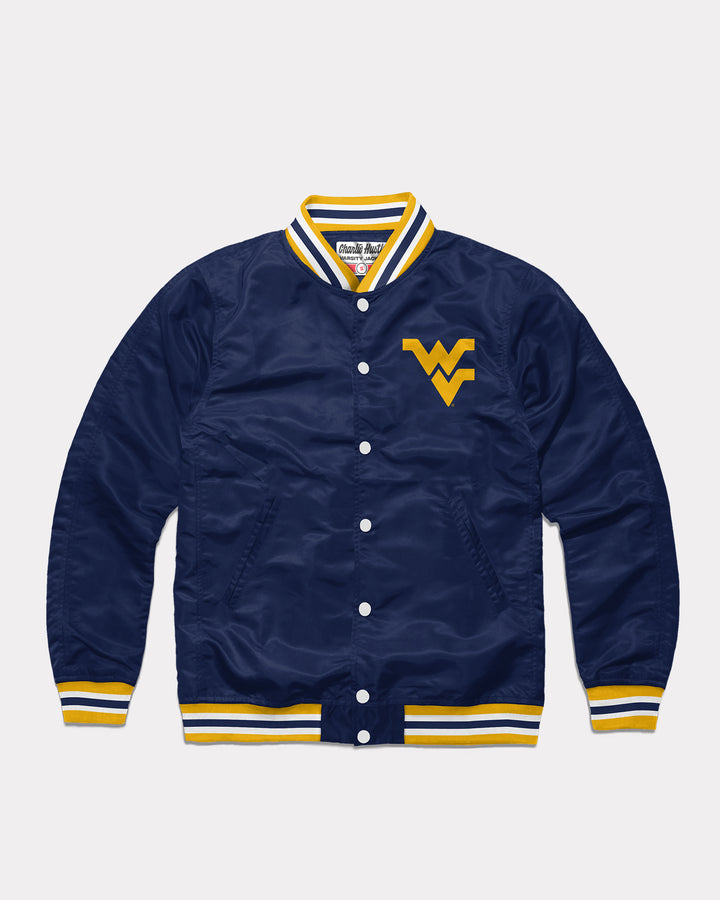 West Virginia Mountaineers Navy Letterman Jacket | CHARLIE HUSTLE