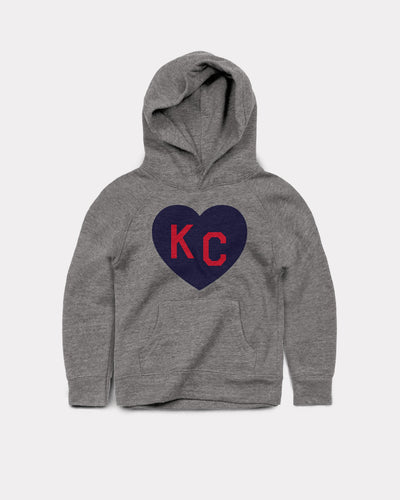 Kids Grey KC Heart Vintage Youth Hoodie