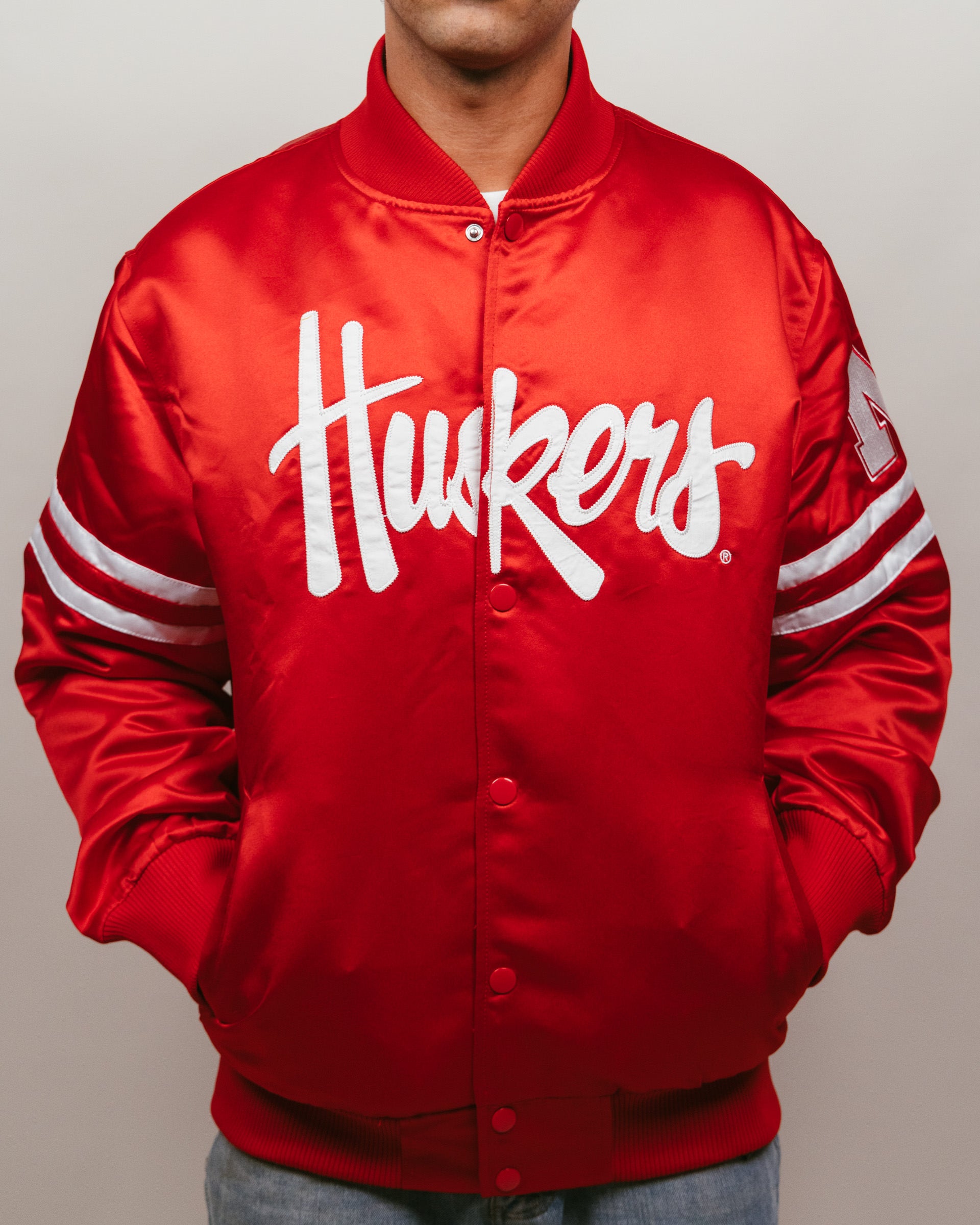 Nebraska Cornhuskers Red Bomber Jacket | CHARLIE HUSTLE