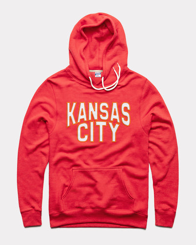 Red Kansas City Tonal Puff Ink Vintage Hoodie Sweatshirt