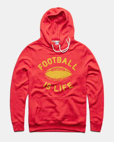 Red Football Is Life Vintage Hoodie Sweatshirt