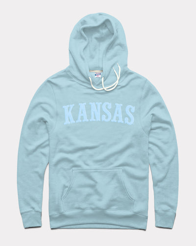 Powder Blue Kansas Jayhawks Puff Ink Vintage Hoodie Sweatshirt