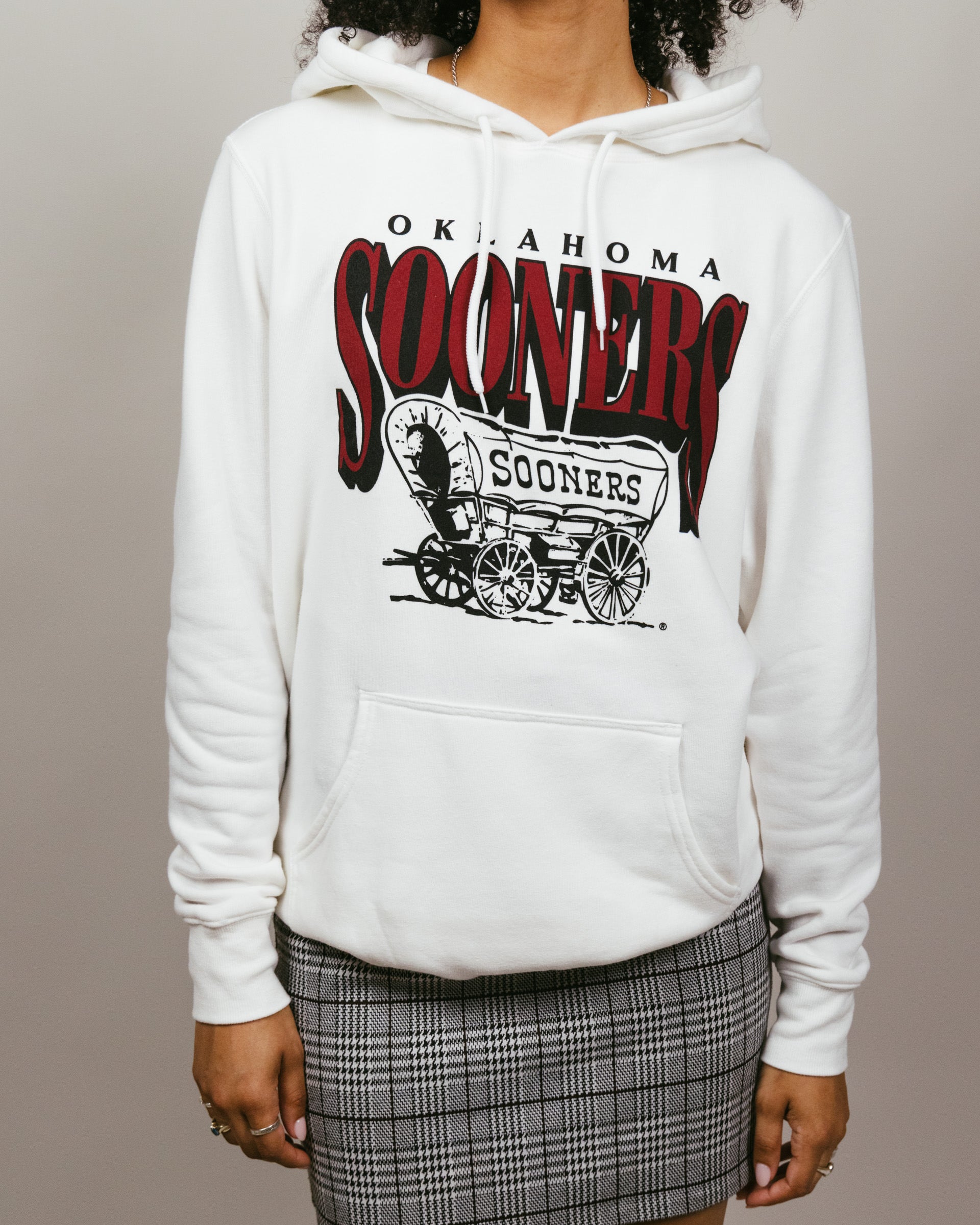 Oklahoma Sooner Schooner Vintage White Hoodie CHARLIE HUSTLE