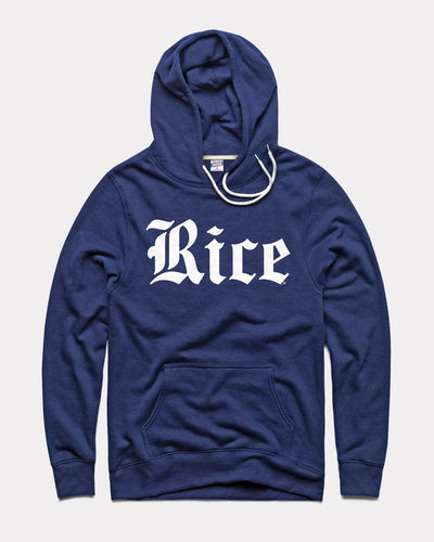 Navy Rice Owls Script Vintage Hoodie Sweatshirt