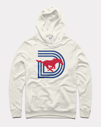 White SMU Mustangs Monogram D Vintage Hoodie Sweatshirt