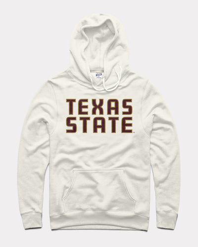 White Texas State Bobcats Block Vintage Hoodie Sweatshirt