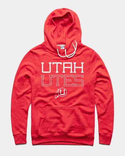 Red Utah Utes Stacked Vintage Hoodie Sweatshirt